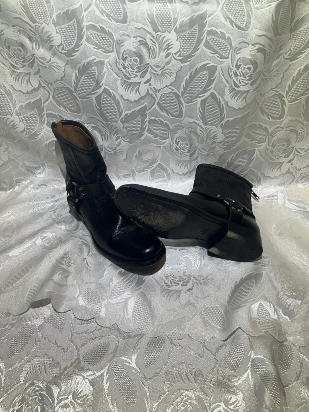 Frye Black Leather Harness Ankle Boots - Picture 4 of 9